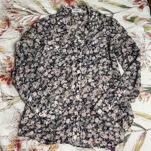 Express Portofino Shirt sz M Floral Sheer